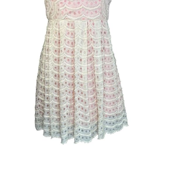 Minuet Pink Floral Lace Overlay Fit and Flare Cap Sleeve Mini Dress | Size M - Picture 3 of 6